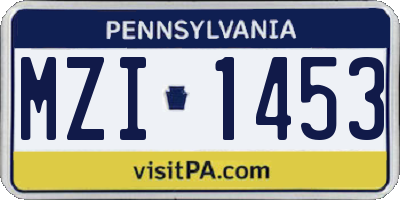 PA license plate MZI1453