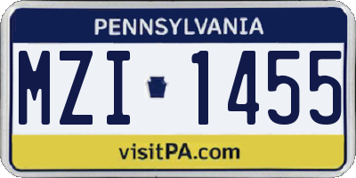 PA license plate MZI1455