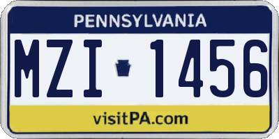PA license plate MZI1456