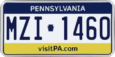 PA license plate MZI1460