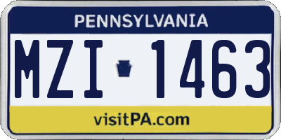 PA license plate MZI1463