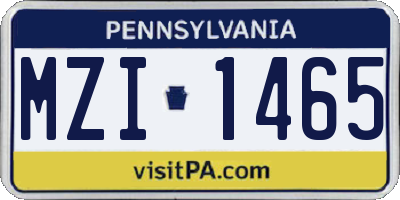 PA license plate MZI1465
