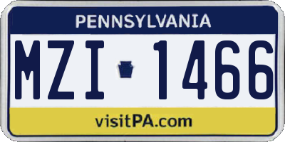 PA license plate MZI1466