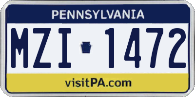 PA license plate MZI1472