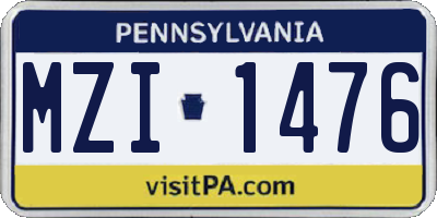 PA license plate MZI1476