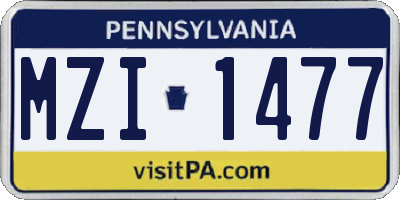 PA license plate MZI1477