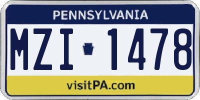 PA license plate MZI1478