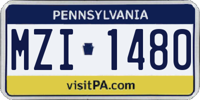 PA license plate MZI1480