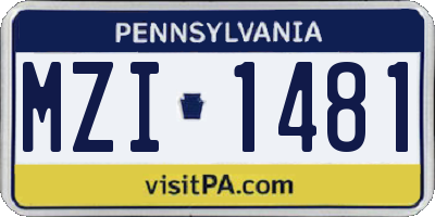 PA license plate MZI1481