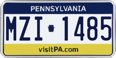 PA license plate MZI1485