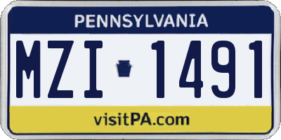 PA license plate MZI1491