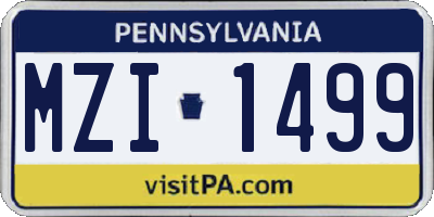 PA license plate MZI1499