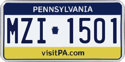 PA license plate MZI1501