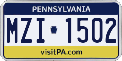 PA license plate MZI1502