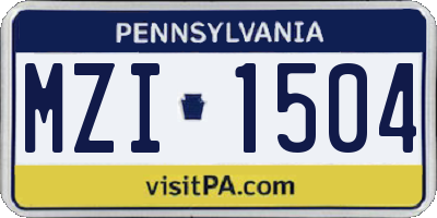 PA license plate MZI1504