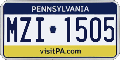 PA license plate MZI1505