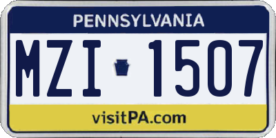 PA license plate MZI1507