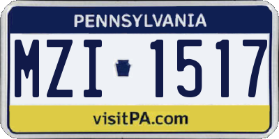 PA license plate MZI1517