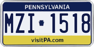 PA license plate MZI1518