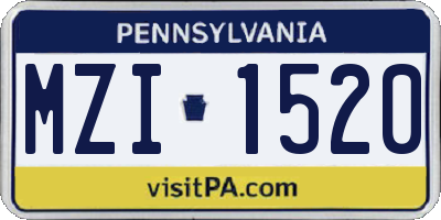 PA license plate MZI1520