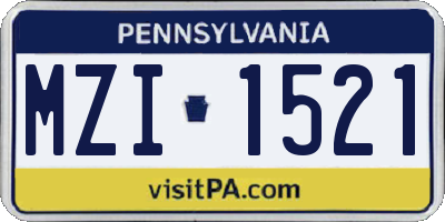 PA license plate MZI1521