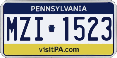 PA license plate MZI1523