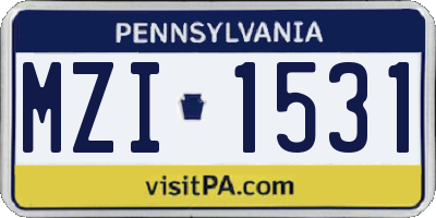 PA license plate MZI1531