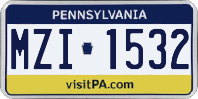PA license plate MZI1532