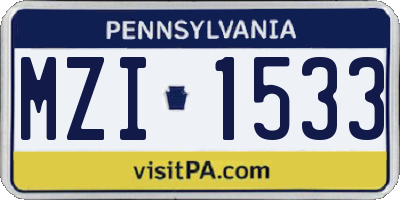 PA license plate MZI1533