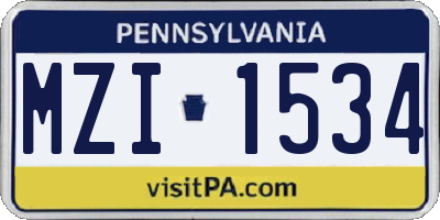 PA license plate MZI1534