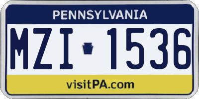 PA license plate MZI1536