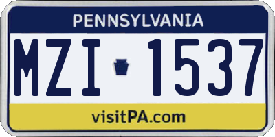 PA license plate MZI1537