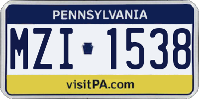 PA license plate MZI1538