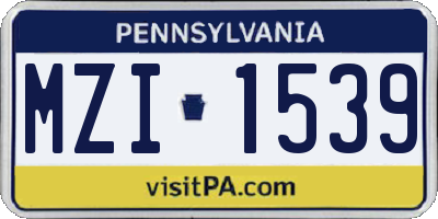 PA license plate MZI1539
