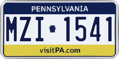 PA license plate MZI1541