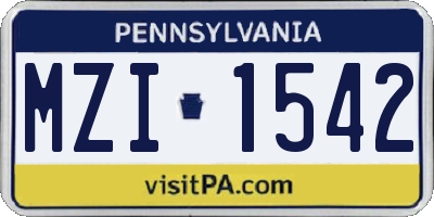 PA license plate MZI1542