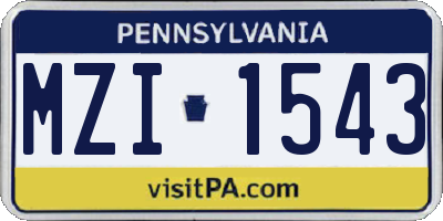 PA license plate MZI1543