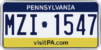 PA license plate MZI1547