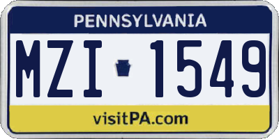 PA license plate MZI1549