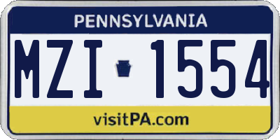 PA license plate MZI1554