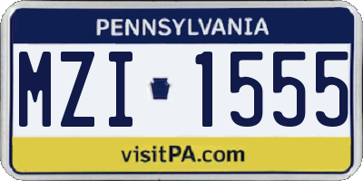 PA license plate MZI1555