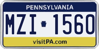 PA license plate MZI1560