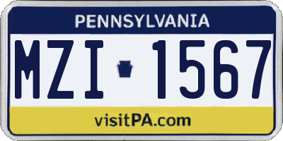 PA license plate MZI1567