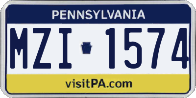 PA license plate MZI1574