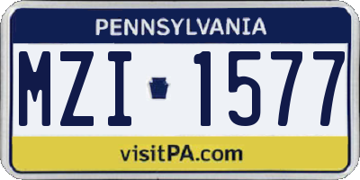 PA license plate MZI1577