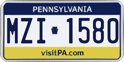 PA license plate MZI1580