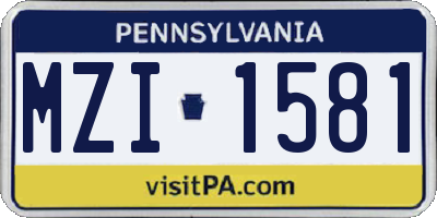 PA license plate MZI1581