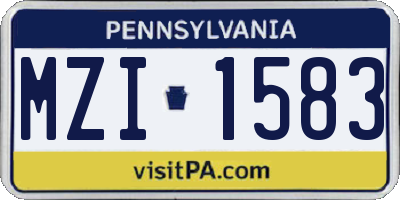 PA license plate MZI1583