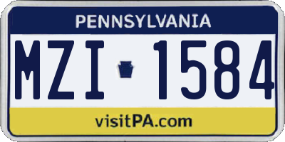 PA license plate MZI1584
