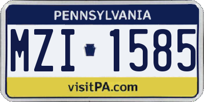 PA license plate MZI1585